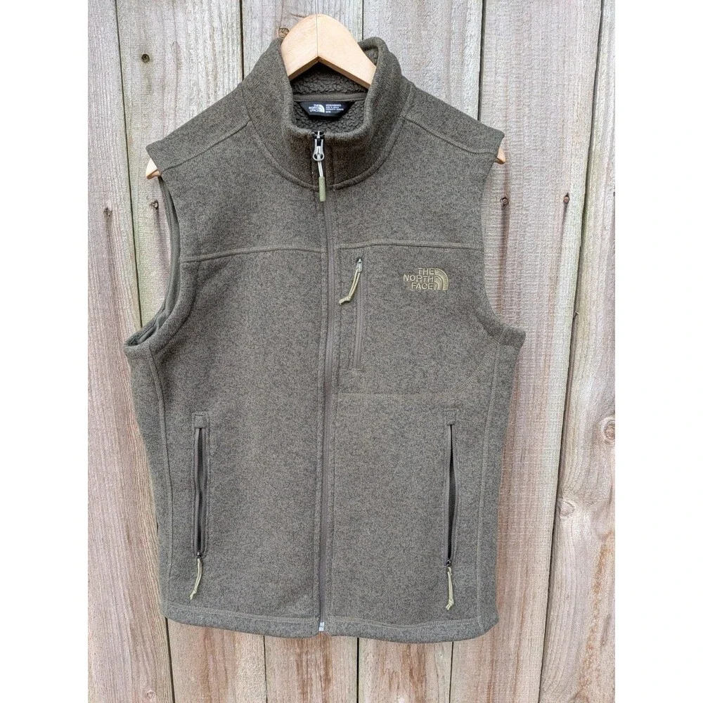 The North Face Gordon Lyons Fleece Vest Medium Heather Green Brown Olive 2017
